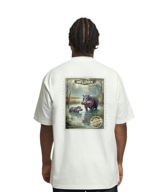 HIPPO & BABY STAMP T-SHIRT CREAM